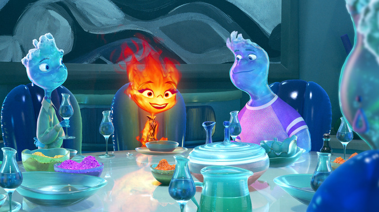 Ember at dinner table with Wade's family