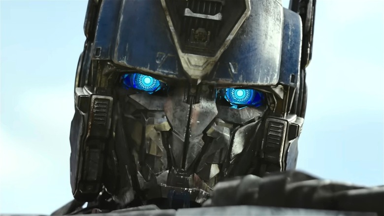 Optimus Prime looks at camera