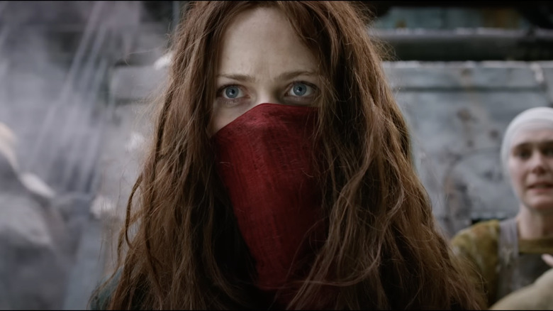 Hester wearing red mask