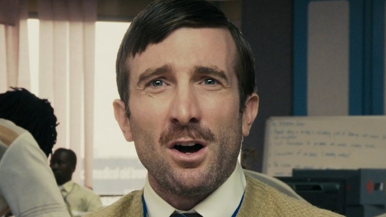 Wikus van der Meuwe with a mustache in District 9