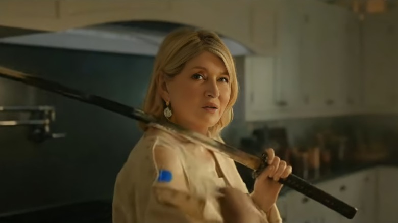 Martha Stewart holding a katana