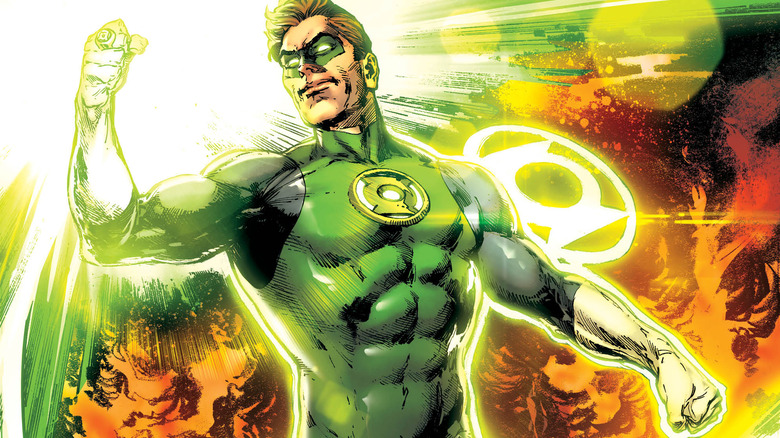 Green Lantern glowing with his cosmic ring