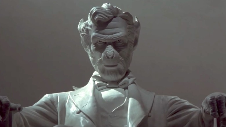 A simian Lincoln Memorial from Tim Burton's Planet of the Apes
