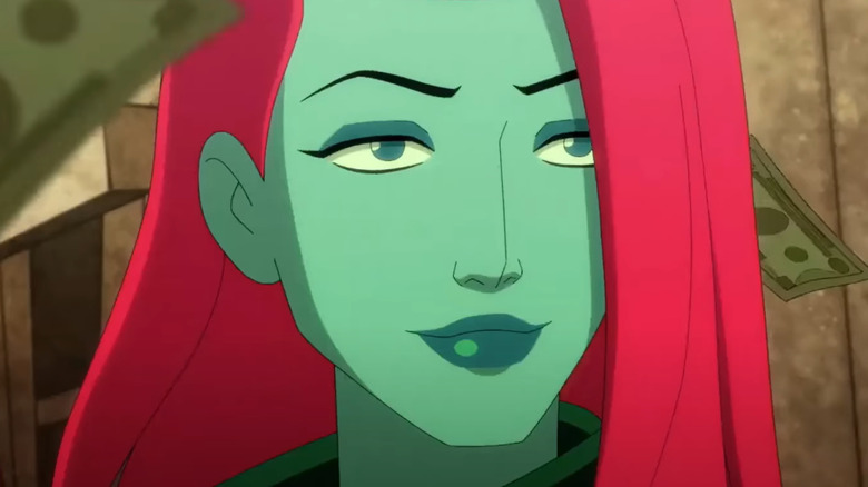 Poison Ivy looks at Harley