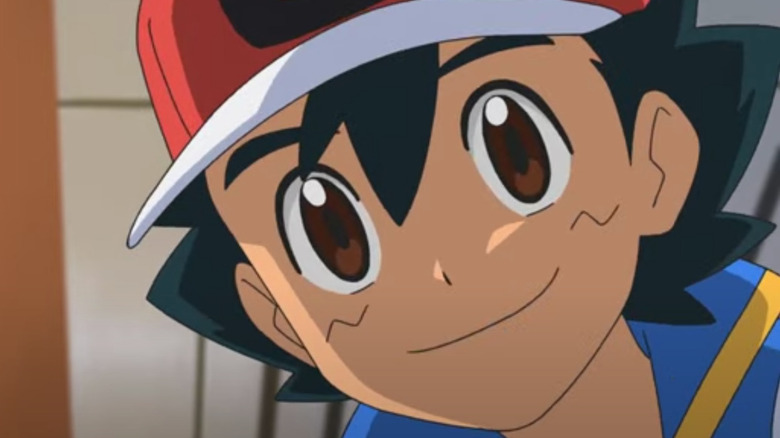 Ash smiles happily