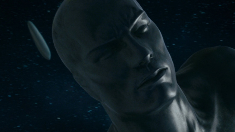 Silver Surfer floats through space