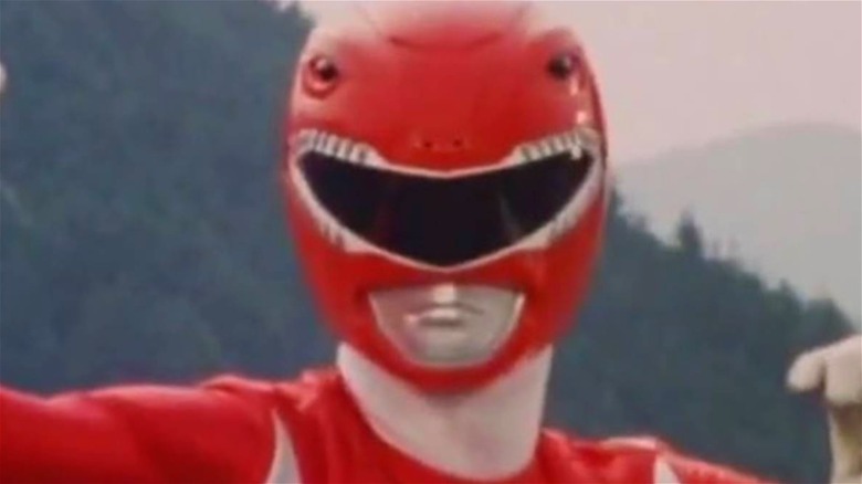 The Red Ranger outside