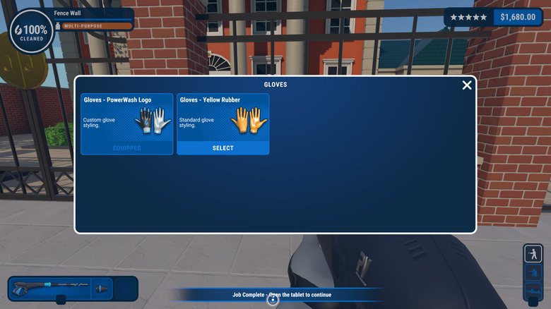 Powerwash Simulator gloves menu 