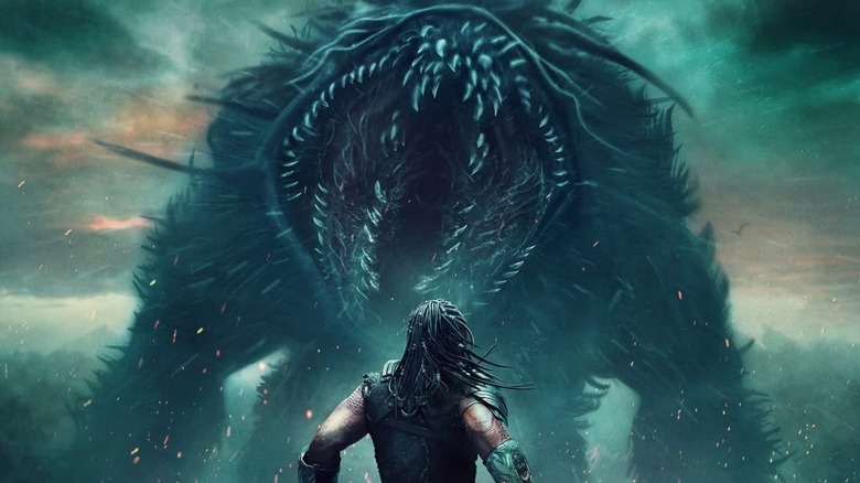 Dek faces the Kalish in the Predator: Badlands poster