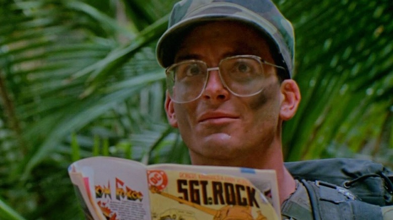 Hawkins reading a Sgt. Rock comic book in 1987's Predator