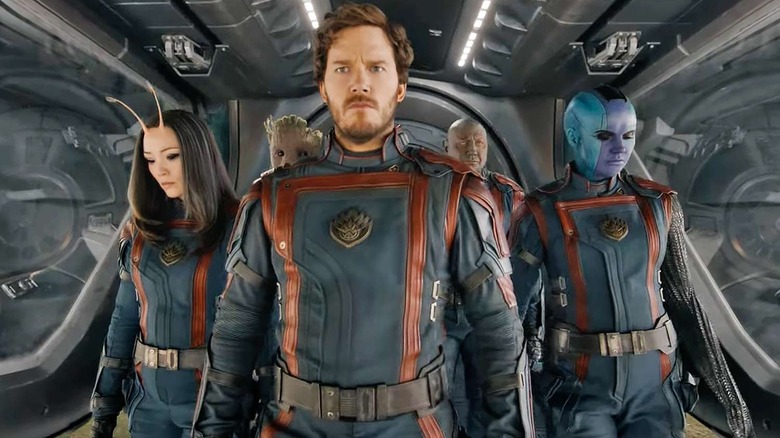 Chris Pratt with his fellow Guardians
