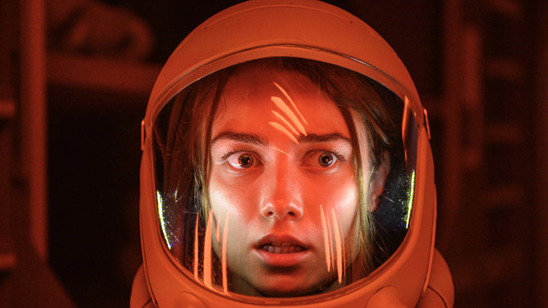 Female astronaut scared