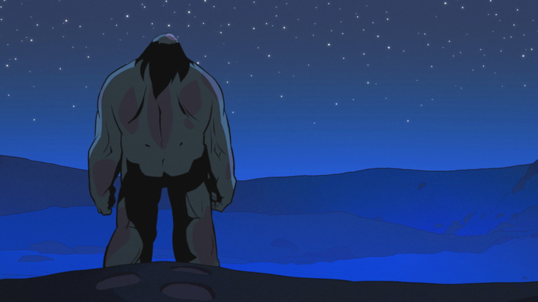 Spear standing on a mountain at night