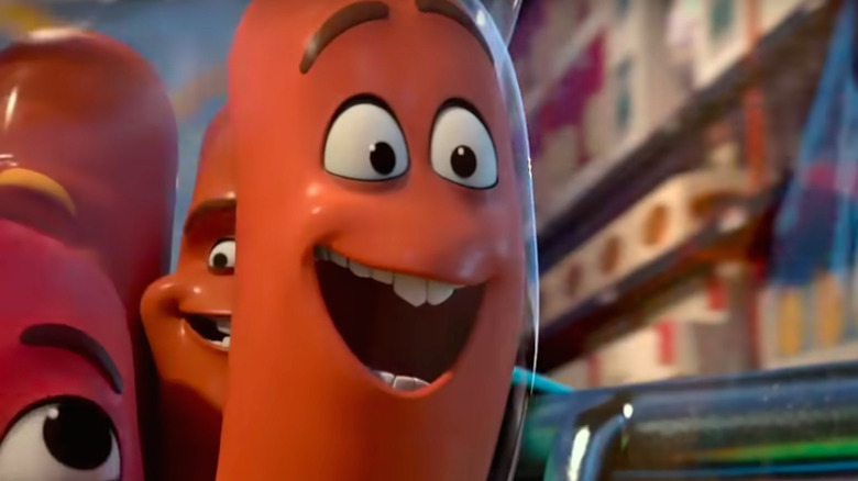 A smiling hotdog from Sausage Party