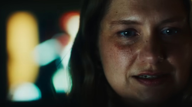 Close-up of Andie Bender chewing gum in Primetime (2026)