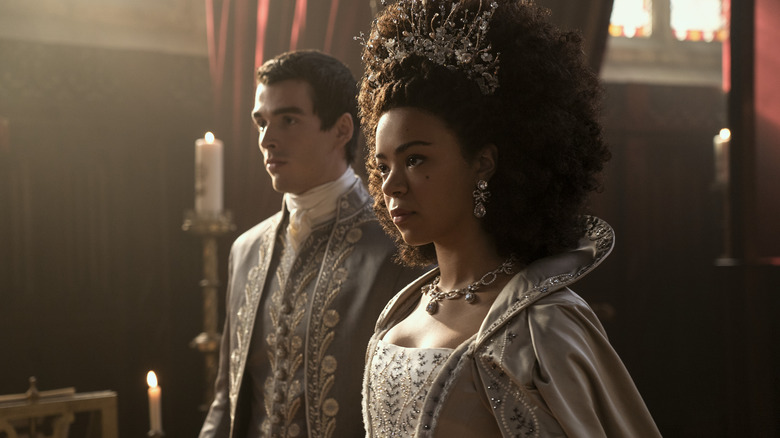 Queen Charlotte and King George standing together