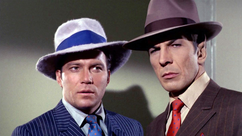 Kirk and Spock dressed as gangsters in Star Trek