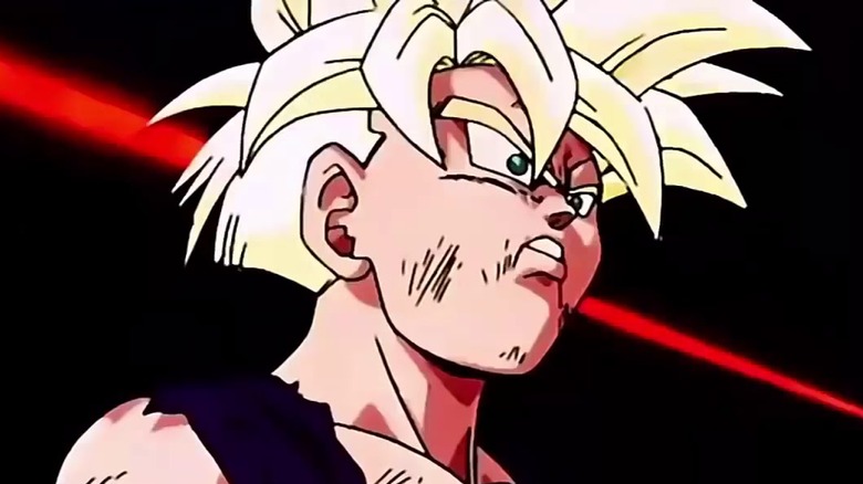 A wounded Gohan looks up