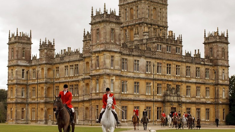 The Downton Abbey estate during a fox hunt
