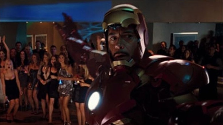Iron Man drunk at a party