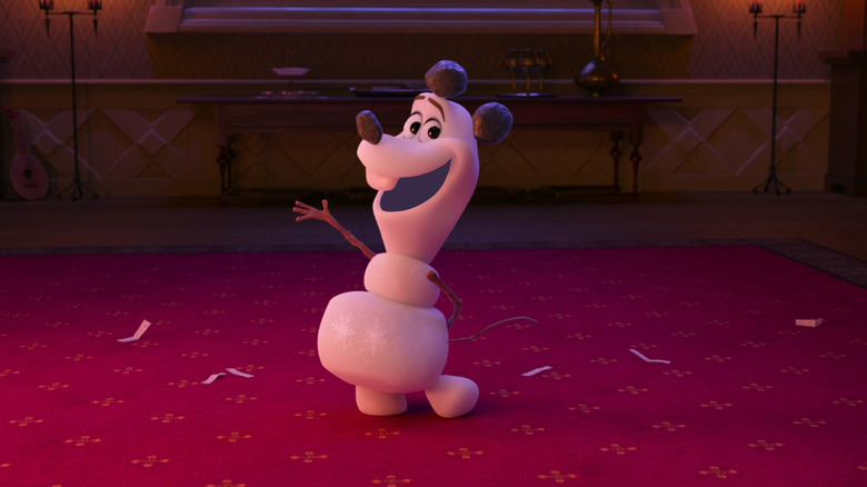 Olaf playing charades as Mickey Mouse