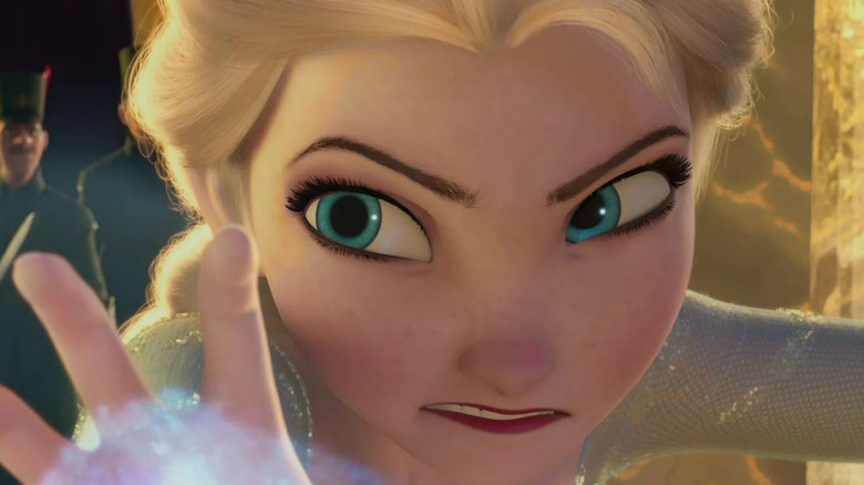 Elsa blasting ice at Hans