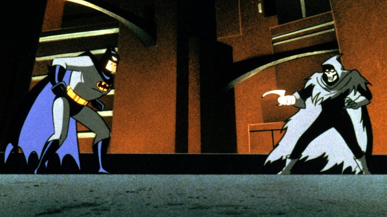 A skirmish between Batman and Phantasm