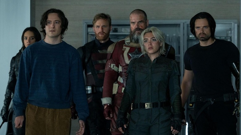 The Thunderbolts uniting against a common threat in "Thunderbolts*" (2025)