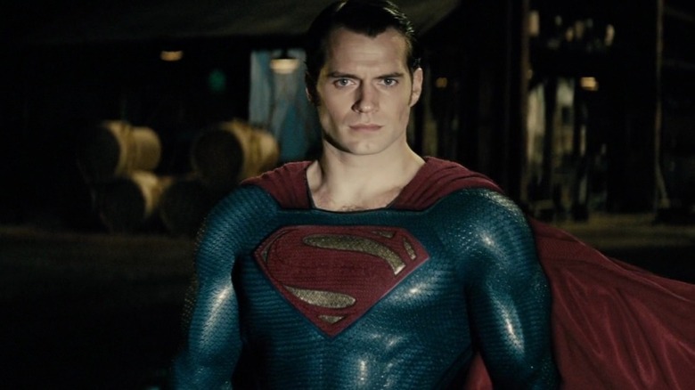 Superman in front of the Batmobile in "Batman v Superman: Dawn of Justice" (2016)