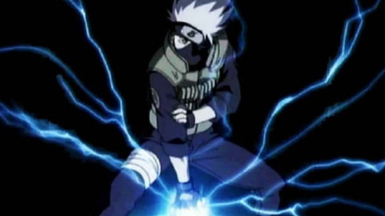 Kakashi powers up the chidori
