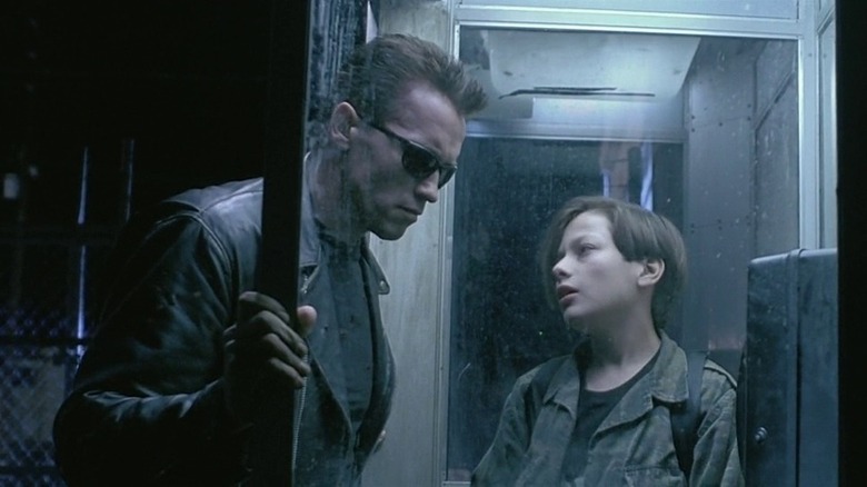 Arnold Schwarzenegger and Edward Furlong in Terminator 2: Judgment Day