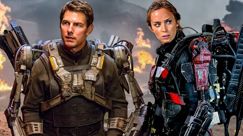 Tom Cruise and Emily Blunt in mech suits