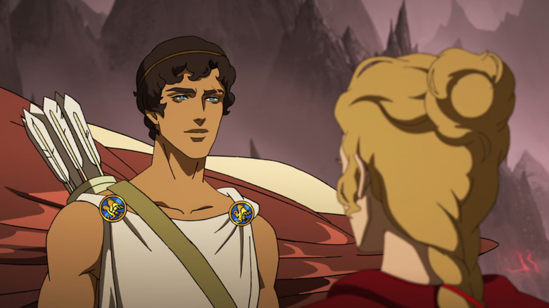 Heron wears white toga