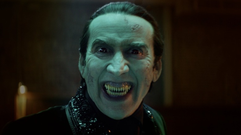 Count Dracula grins diabolically