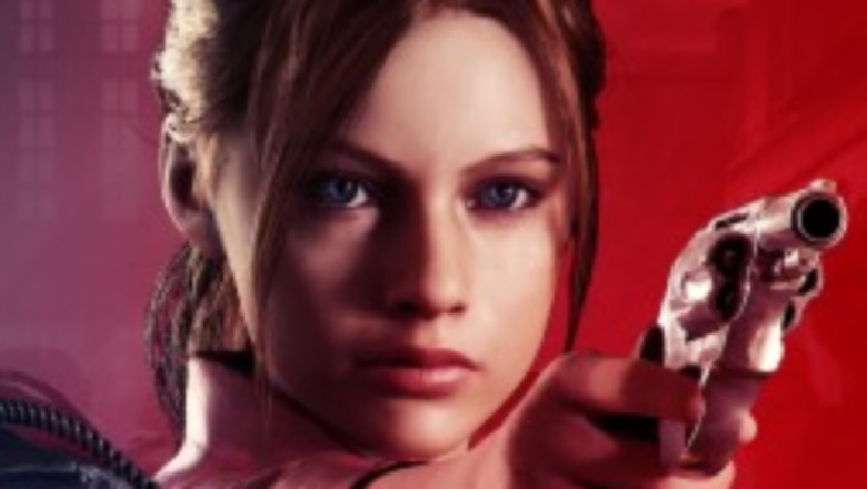 Claire Redfield pointing gun