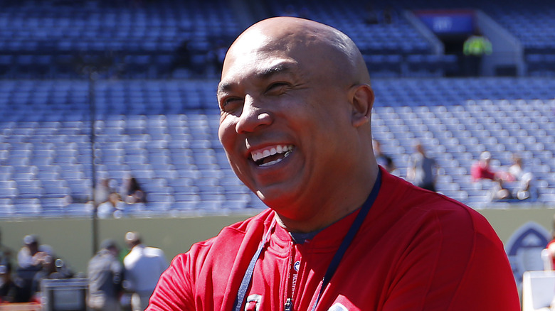 Hines Ward laughing in stadium