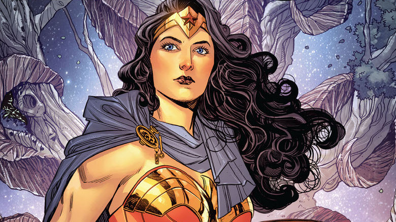 Wonder Woman in front of tree