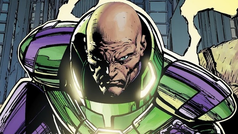 Lex Luthor wearing warsuit armor
