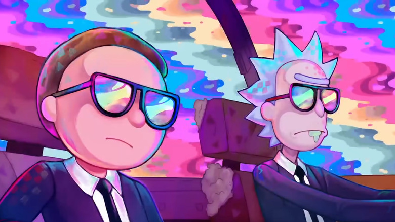 Rick and Morty wear sunglasses