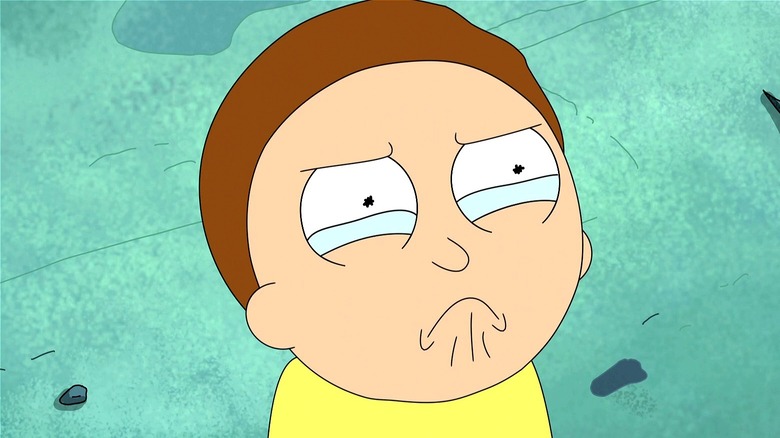 Morty holding back tears