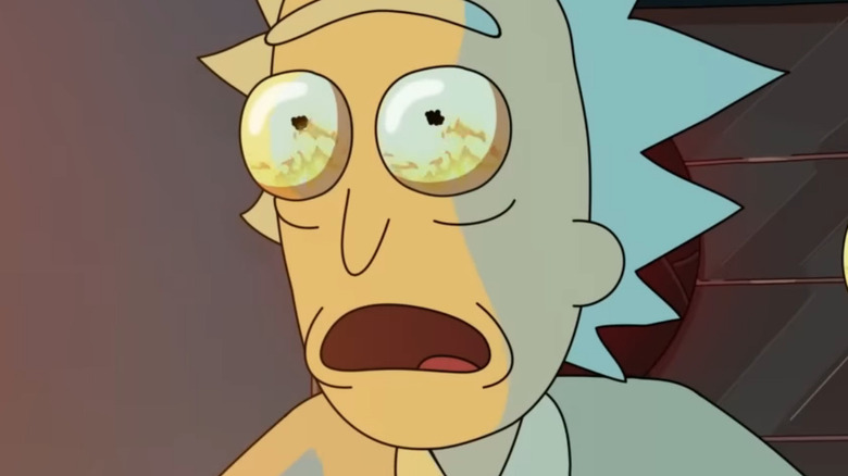 Rick Sanchez stares into an explosion