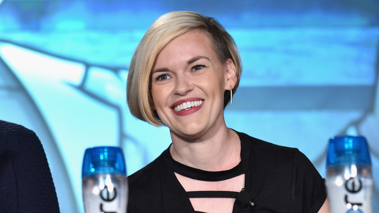 Kari Wahlgren laughing on panel