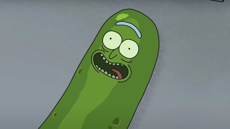Pickle Rick grins maniacally
