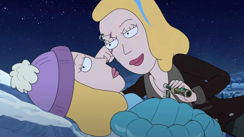 Beth and Space Beth looking at each other lovingly