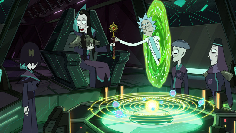 Rick Sanchez uses a portal