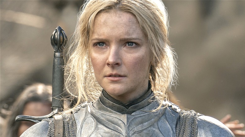 Galadriel dressed in armor in The Rings of Power