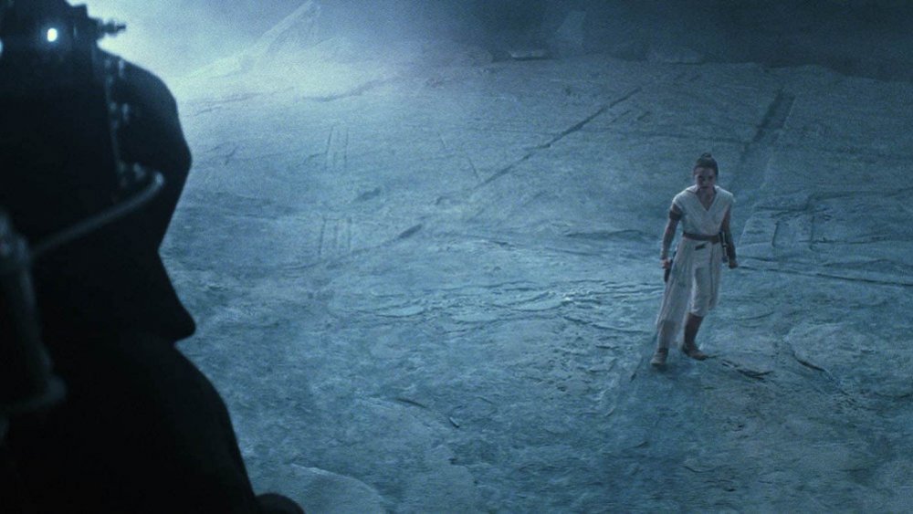 Daisy Ridley as Rey in Star Wars: The Rise of Skywalker speaking to Emperor Palpatine
