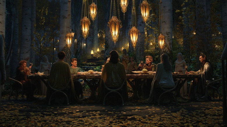   Un sopar amb Elrond (tercer des de l'esquerra) i Gil-galad (extrem dret)