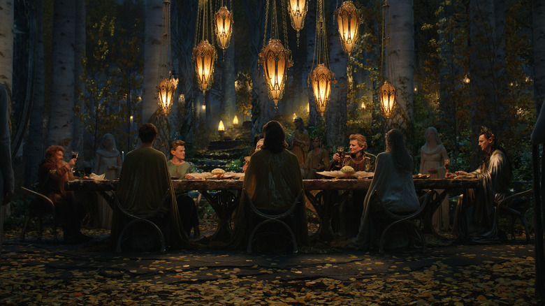A dinner with Elrond (third from left) and Gil-galad (far right)