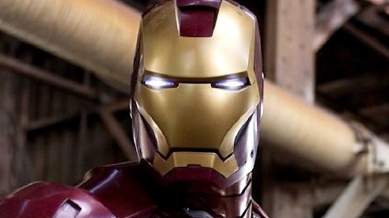 Iron Man with steel girders behind him in 
